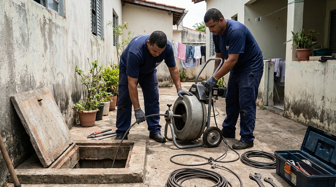 Desentupimento de Coluna Sanitária na Morada do Sol, Taubaté‑SP