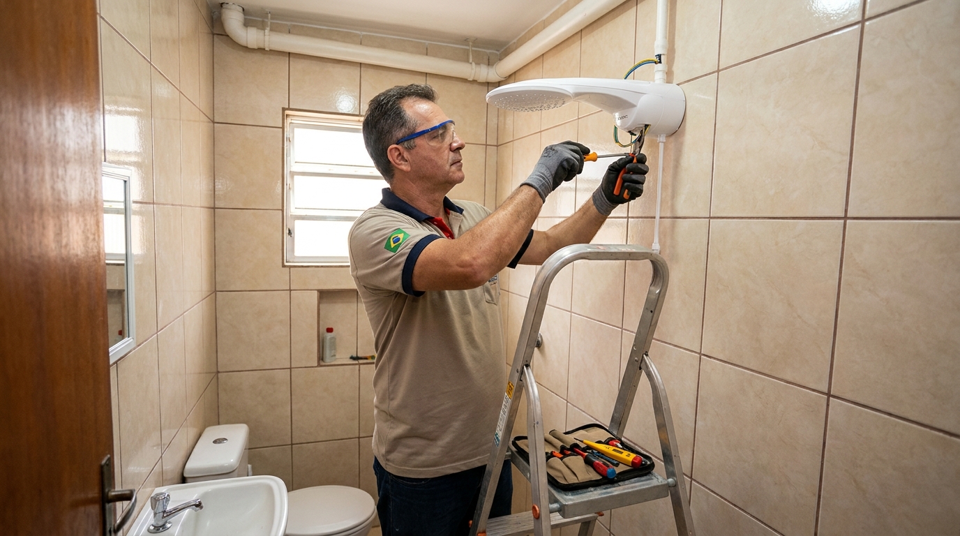 Substituição de Chuveiro Antigo em Taubaté‑SP